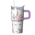 thumbnail image 1 of 20OZ Insulated Unicorn Travel Mug with Handle and Reusable Straw Double Wall Stainless Steel Tumbler Coffee Cup Ideal Gifts for Women Mom Friends on Birthday Christmas Thanksgiving, 1 of 6