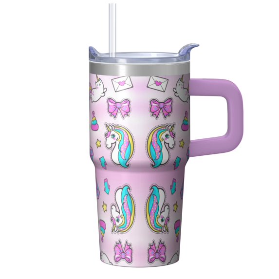 20OZ Insulated Unicorn Tumbler with Handle and Reusable Straw Double Wall Stainless Steel Cup Travel Mug Perfect Presents for Women Mom Friends on Birthday Christmas Thanksgiving