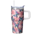 thumbnail image 1 of 20OZ Stainless Steel Purple Butterfly Beverage Tumbler with Handle Insulated Coffee Travel Mug Gift for Women Girls on Birthday Christmas Commute, 1 of 6