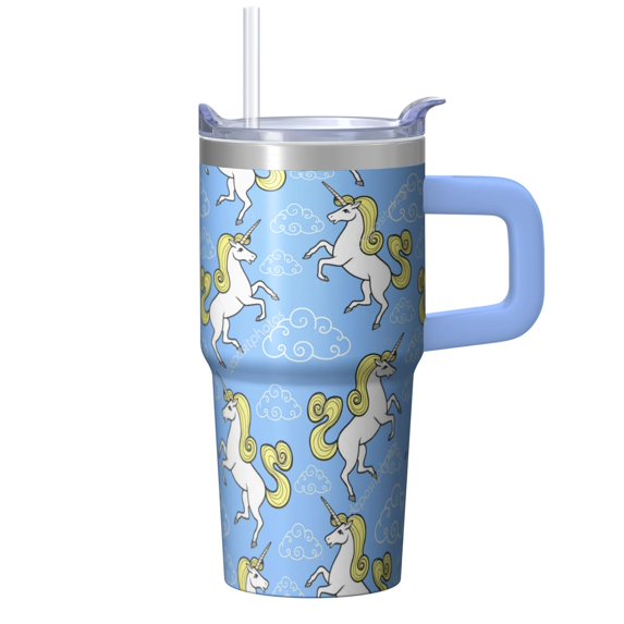 20OZ Stainless Steel Unicorn Cup with Handle and Straw Double Wall Insulated Travel Mug Tumbler Perfect Gifts for Women Mom Friends on Birthday Christmas Thanksgiving