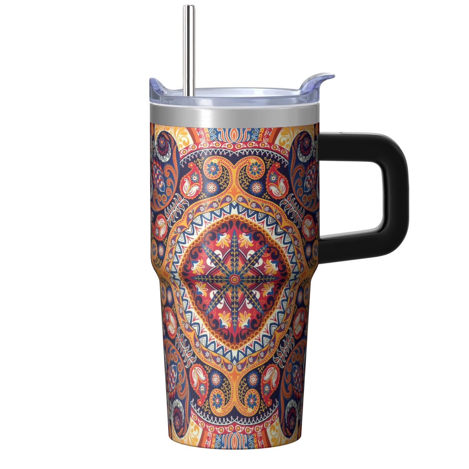 20OZ Travel Tumbler Paisley Pattern Insulated Stainless Steel Coffee ...
