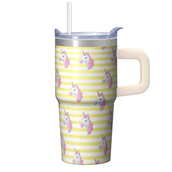 20OZ Unicorn Coffee Tumbler with Ergonomic Handle and Straw Double Wall Stainless Steel Insulated Cup Travel Mug Ideal Gifts for Women Mom Friends on Birthday Christmas Thanksgiving