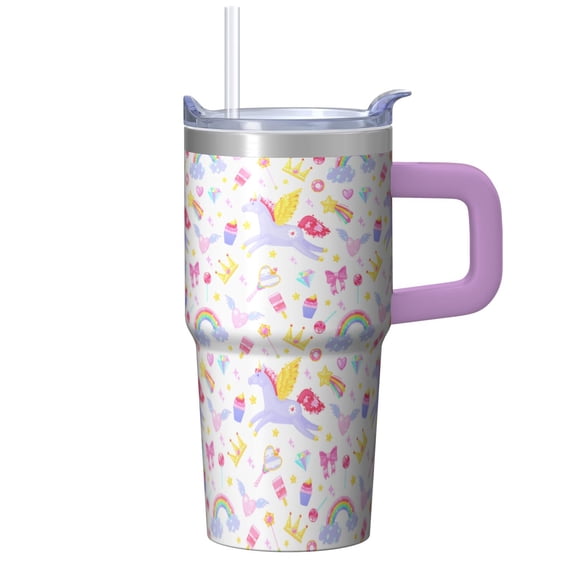20OZ Unicorn Lover Cup with Handle Insulated Stainless Steel Cup Perfect Gifts for Women Great for Birthday Christmas and Potluck Dinners