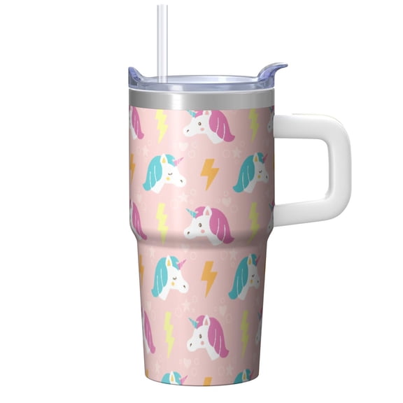 20OZ Unicorn Themed Cup with Handle Stainless Steel Cup for Coffee Tea Lovers Ideal Gifts for Women Unicorn Lovers Suitable for Birthday Christmas and Breakfast Brunches