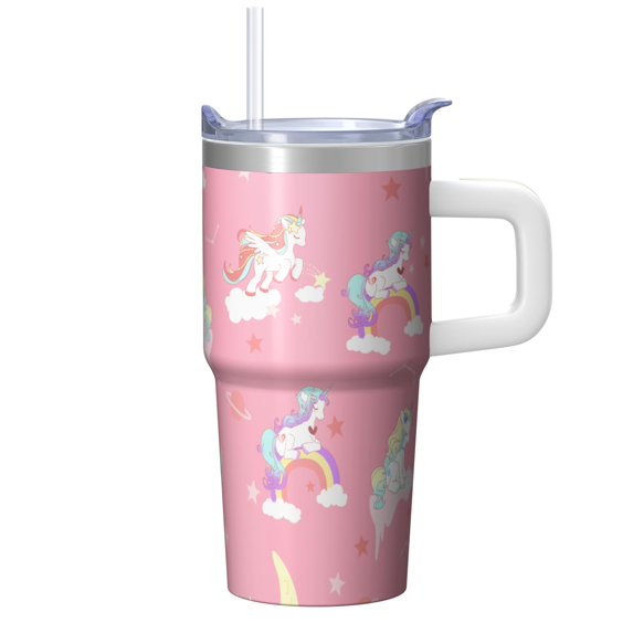20OZ Unicorn Themed Tumbler with Handle Insulated Mug for Daily Hydration Ideal Presents for Women Unicorn Enthusiasts Suitable for Birthday Christmas and Craft Days
