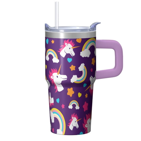 20OZ Unicorn Themed Tumbler with Handle Insulated Mug for Hot Cold Beverages Great Presents for Women Unicorn Fans Perfect for Birthday Christmas and Concert Nights