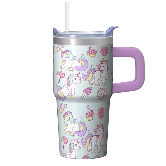 20OZ Unicorn Themed Tumbler with Handle Insulated Travel Tumbler Great Presents for Women Unicorn Enthusiasts Perfect for Birthday Christmas and Wine Tours