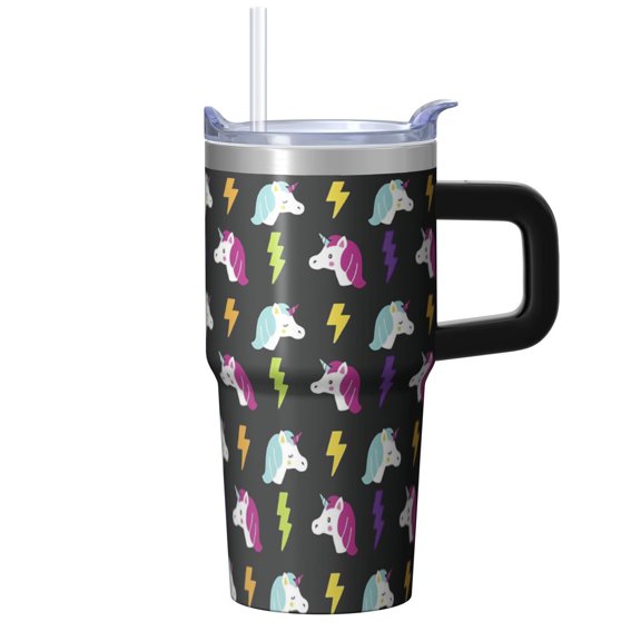 20OZ Unicorn Themed Tumbler with Handle Stainless Steel Travel Cup Thoughtful Presents for Women Unicorn Lovers Great for Birthday Christmas and Bike Rides