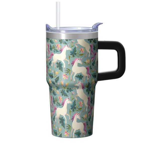 20OZ Unicorn Themed Tumbler with Handle Double Wall Cup Insulated for Women Unicorn Lovers Great for Birthday Christmas and Coffee Tea Drinking