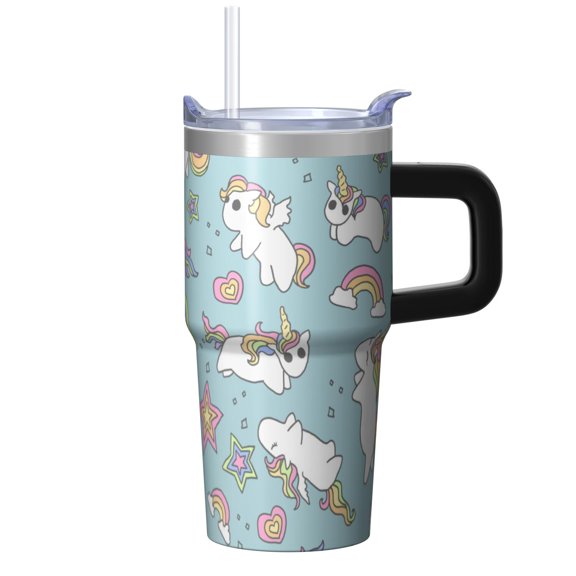 20OZ Unicorn Tumbler with Handle Double Wall Insulated Cup Thoughtful Gifts for Women Unicorn Lovers Suitable for Birthday Christmas and Karaoke Parties