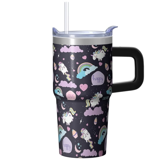 20OZ Unicorn Tumbler with Handle Stainless Steel Insulated Mug for Coffee Tea Perfect Presents for Women Unicorn Lovers Suitable for Birthday Christmas and Breakfast Dates