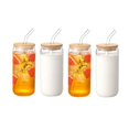 thumbnail image 1 of 20Oz Clear Frosted Sublimation Blanks Glass Mason Jar Beer Can Glass Cup with Bamboo Lid, 1 of 6