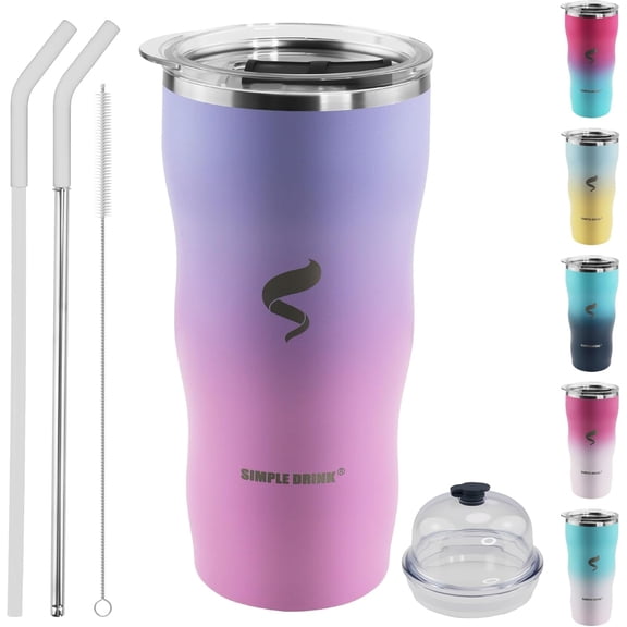 20Oz Insulated Tumbler With Straw And Lid,Stainless Steel Straws for Tumbler,Double Wall Vacuum Travel Mug,Spill Proof Tumble, Travel Cup for Iced Coffee,Pink Tumbler