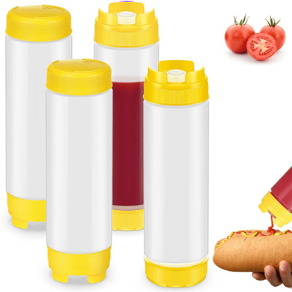 20Oz Inverted Plastic Squeeze Bottles, Refillable Tip Large Valve Dispenser Condiment Squeeze Bottle for Sauces Ketchup