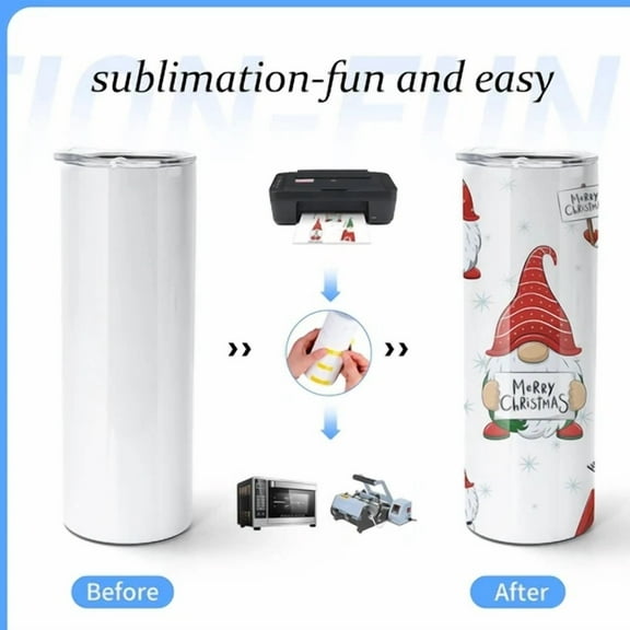 20Oz Skinny Sublimation Tumbler Slider Lid Double Wall Vacuum Insulated+ Straw