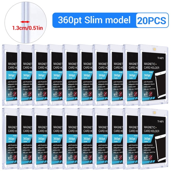 20PACK 360pt Magnetic Card Holders for Trading Cards, Clear Acrylic Protectors for Trading Sports Cards - UV Protection