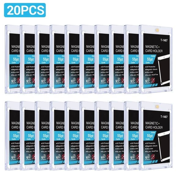 20PACK Magnetic Card Holder, 55PT Hard Acrylic Display Case with UV Protection for Sport Game Trading Baseball Football Cards Collect Storage