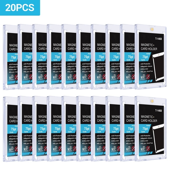 20PACK Magnetic Trading Card Holders, 75pt One Touch Card Holder, UV Protection Hard Magnetic Cards Case for Sports Game,Football,Baseball Cards