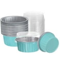 thumbnail image 1 of 20PC Baking Cups with Lids 5oz Aluminum Foil Liners Mini Disposable Containers Cups Holder Cases Boxes Pans for Dessert Wedding Party Blue, 1 of 10
