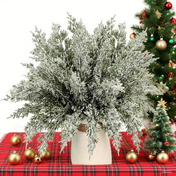 20PC/Christmas Simulation Snowflake Needle Branch Feel Material Table Ornaments Home Decoration Christmas Tree Plug-in