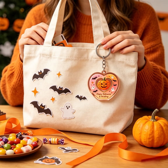 20PC Fall Wedding Acrylic Key Pumpkin Heart Lace Bag Hanging Pendants For Themed Party Decor halloween decor