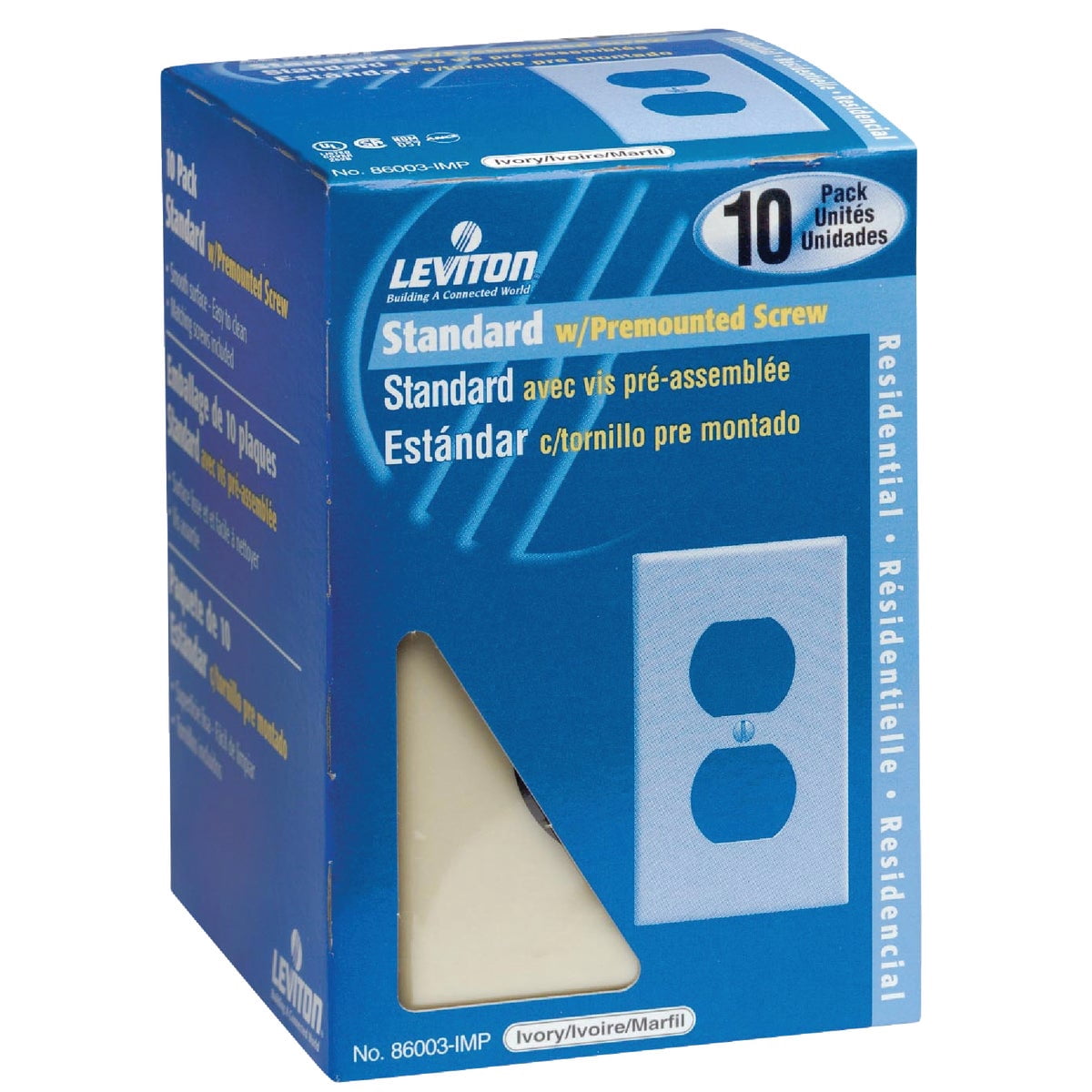 20PC Leviton Leviton - 86003-000 - Ivory 1 gang Thermoset Plastic Duplex Outlet Wall Plate - 1/Pack (10 Total)
