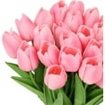 thumbnail image 1 of 20PC Pink Artificial Tulips Flowers Real Touch Holland Tulips for Holiday Christmas Wedding Bouquets Arrangement and Home Room Centerpiece, 1 of 5