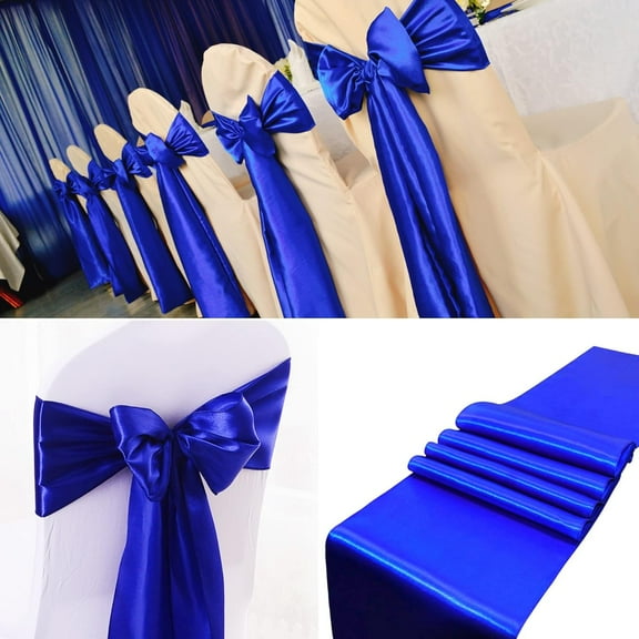 20PC Satin Chair Sashes Decorative Bows Satin Chair Sashes Ties Chair Ribbon Bows Chair Cover Band for Wedding Party Ceremony Reception Events Banquet Decoration Royal Blue