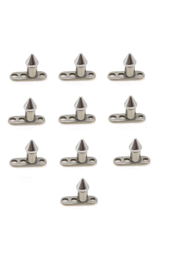 20PC Spike End 3mm Internally Threaded Dermal Base with Anchor-10 Top 10 Anchors