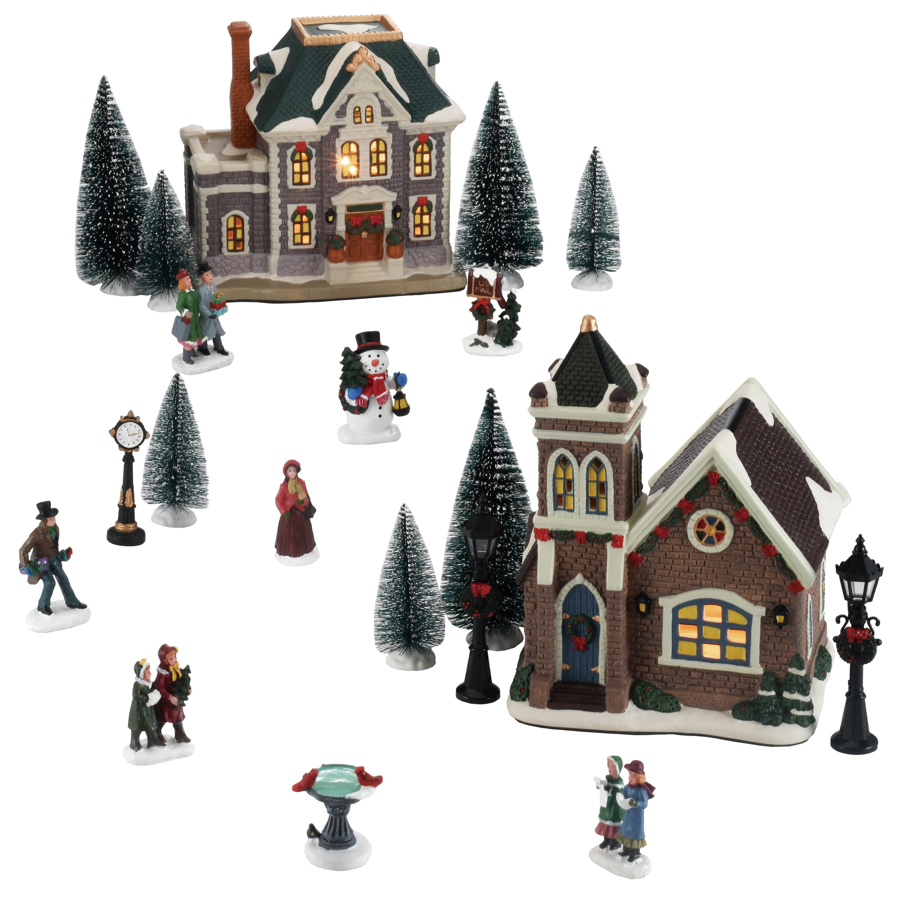 20-Piece Light-Up Christmas Village Set, Multicolor, by Holiday Time