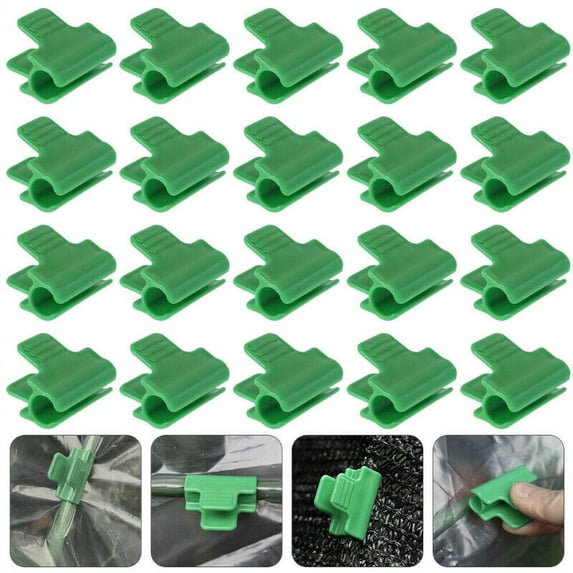 20PCS 0.4" Pipe Clamps Plant Stakes Greenhouse Garden Netting Hoop Clips Tool