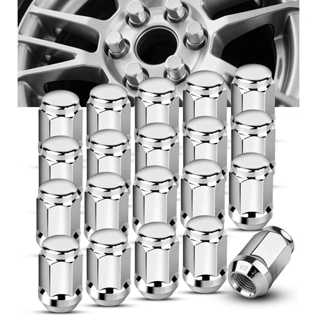 20PCS 1/2-20 Closed End Lug Nuts,1.38'' Tall 19mm Hex,Replacement for Jeep1987-2018 Wrangler, 1991-2019 Ford Explorer,1994-2001 Dodge Ram 1500 and More Aftermarket Wheels-1/2-20 Bulge Acorn Lug Nut.