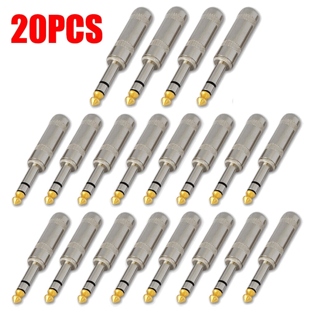20PCS 1/4 Stereo TRS Heavy Duty Male Audio Speaker Guitar Cable Connector Plug USA