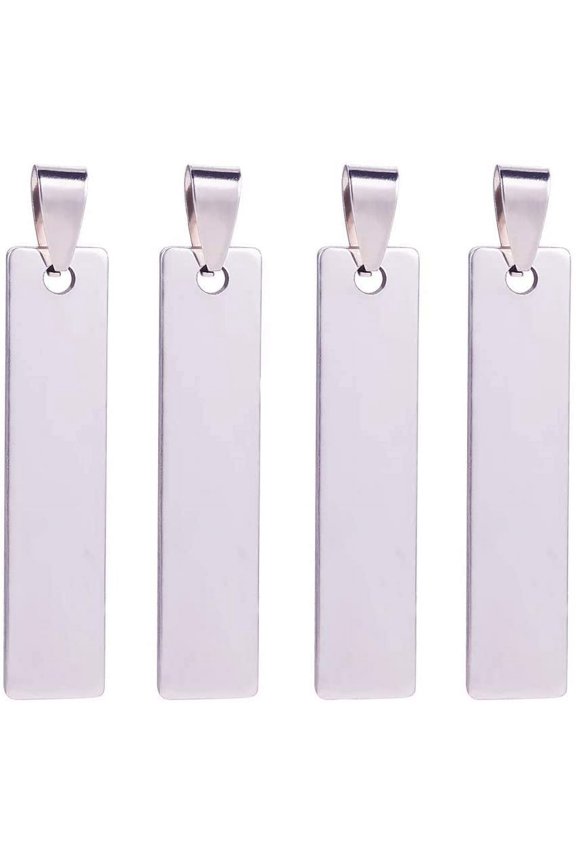 20PCS 1.5x0.3 Inch Rectangle Stamping Blanks Stainless Steel Pendants Charms with Storage Case for Necklace Bracelet Making and ID Name Tags (1mm Thick) 1 Box