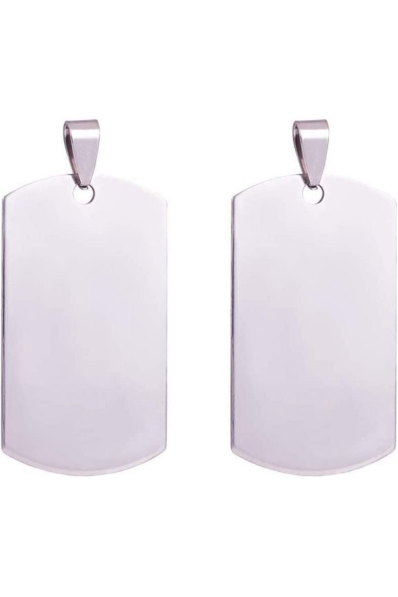 20PCS 1.6x1 Inch Stainless Steel Stamping Blanks Dog Tag Pendants with Snaps for Jewelry Making Pet ID Name Tags Handicrafts (1mm Thick) for DIY Stainless Steel Color