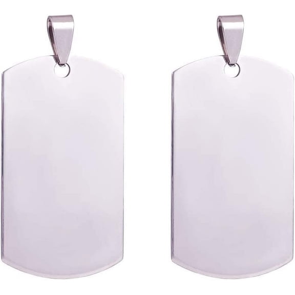 20PCS 1.6x1 Inch Stainless Steel Stamping Blanks Dog Tag Pendants with Snaps for DIY Jewelry Making Pet ID Name Tags Handicrafts (1mm Thick)