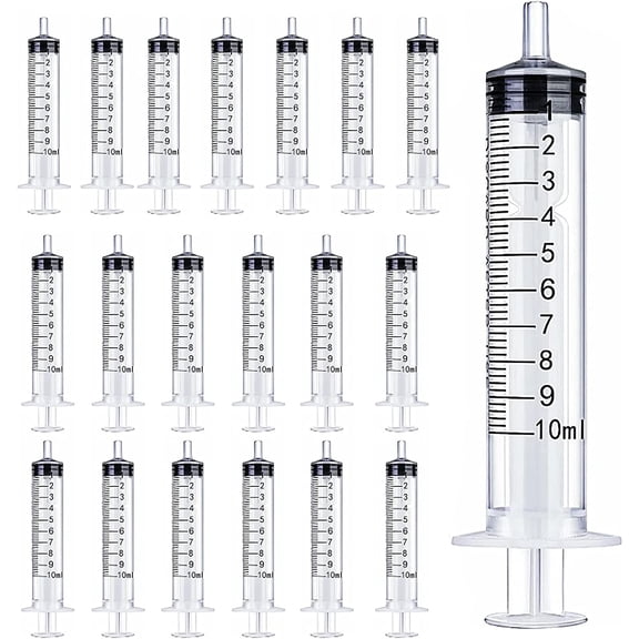 20PCS-10 ml Plastic Syringes, Individually Packge for Scientific Labs Experiment Refilling,Watering,Measuring,lip gloss injection