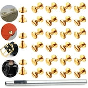 20PCS 10x6mm Brass Screw Rivets for Leather Crafting-With Punching Tool- Durable and Stylish Fasteners for DIY Projects