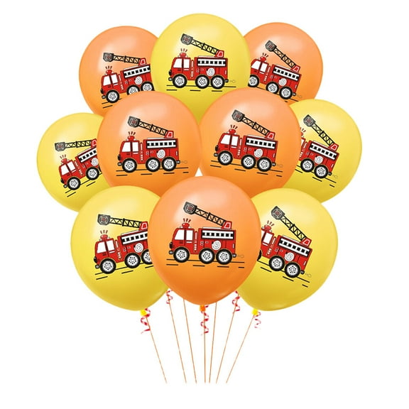 20PCS 12 Inches Fire Truck Printing Balloons Cartoon Fire Fighting Truck Pattern Balloons Fire Truck Theme Birthday Party Decorat