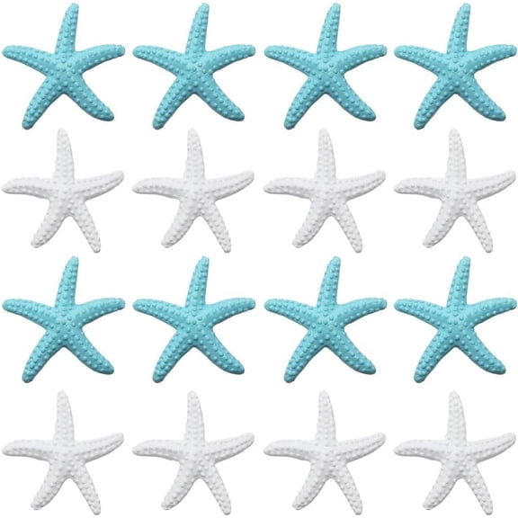 20PCS 2 Colors Resin Starfish Ornaments Colorful Ocean Sea Beach Theme Mini Artificial Pencil Finger Starfish Decor Creative Craft