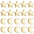 20PCS 2 Styles of Real 18k Gold Plated Brass Beads Gold Spacer Beads Moon and Star Cushion Beads