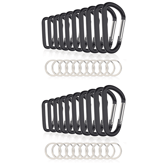 20PCS 3 Inch/8CM Carabiner Clips, D-Ring Caribeaner with Keyring for Home RV Camping Fishing Hiking Traveling Backpack