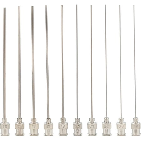 20PCS 3 Inch Iron Dispensing Needle Tip 10 Mixed Size Blunt Needle with Brass Joint for Refilling Glue 15G/16G/17G/18G/19G/20G/21G/22G/23G/24G