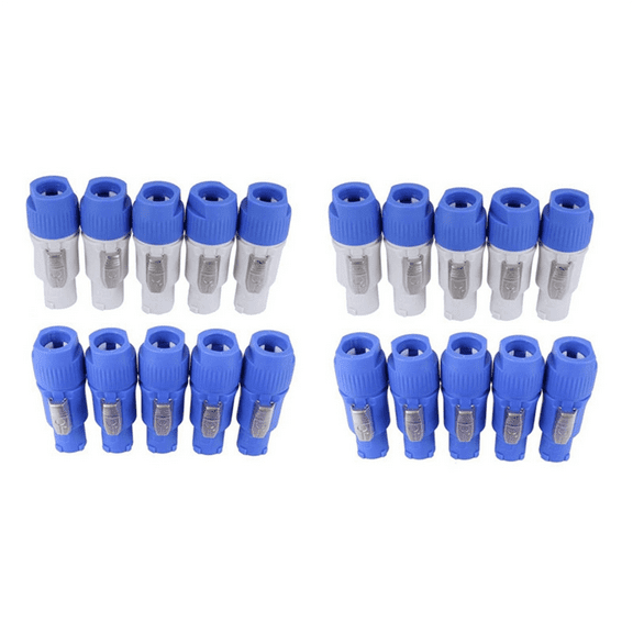 20PCS 3 Pin Male Powercon Connector NAC3FCB Speakon Plug 20A 250V AC Power Plug Connector Blue and Grey White