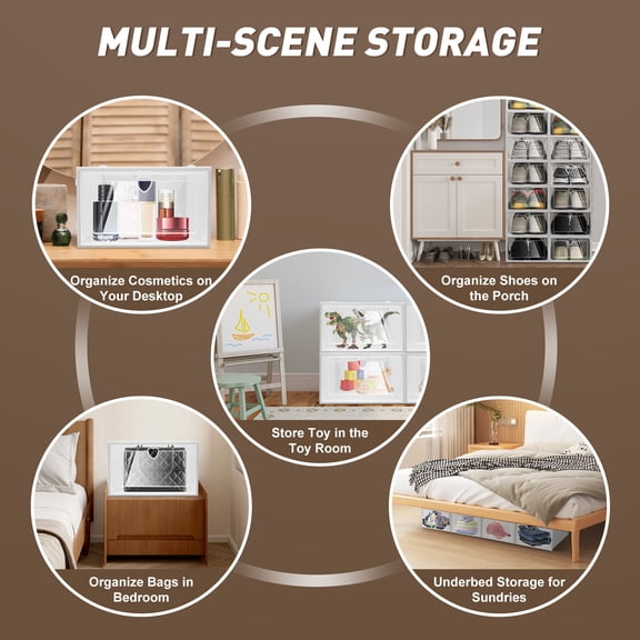 20PCS 33*23*14cm Solid Rectangular Foldable Plastic Transparent Shoe Box Multicolor Storage Clear Organizer