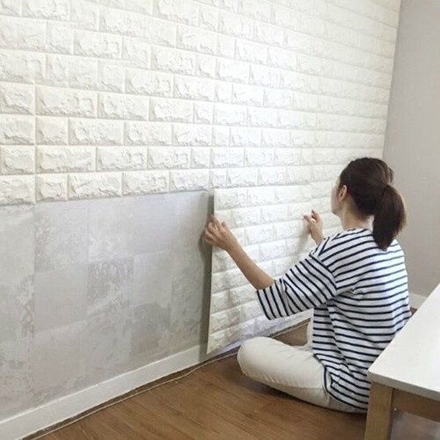 20PCS 3D Tile Brick Wall Sticker Selfadhesive Waterproof PE Foam Panel