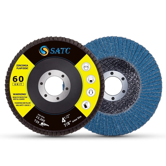 SATC 20Pcs 4.5" (115mm) Zirconia Flap Disc 60 Grit 4.5 x7/8" Grinder Sanding Grinding Wheels