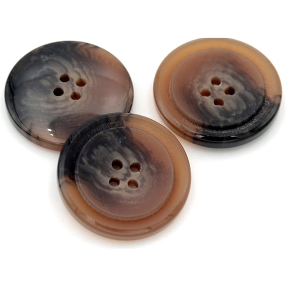 20PCS 4 Holes Sewing Round Craft Buttons Resin Snaps for Blazer Shirts DIY Accessories (Brown, 15mm)