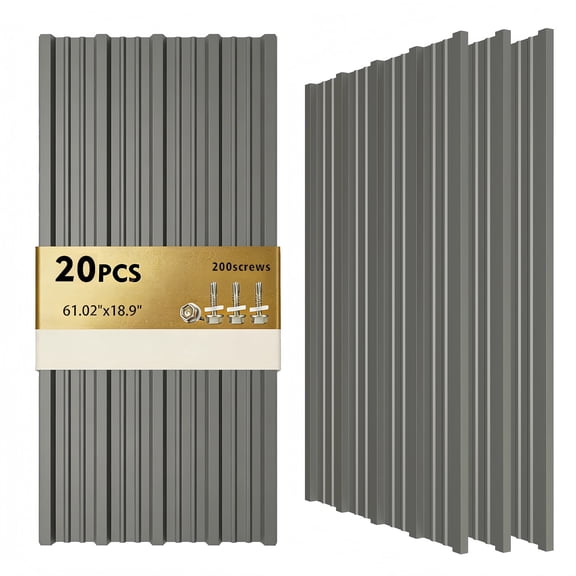 20PCS 61.02”x18.9” Metal Roofing Panels 160ft² Corrugated Metal Sheets Galvanized Exterior Siding Roofing Materials for Outdoor House Garages Sheds Pergola Gazebo Chicken Coop Stables, Gray