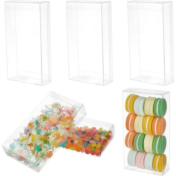 20PCS 7.5x4x1.5" Transparent PVC Box Candy Treat Box Rectangle Gift Wrapping Boxes